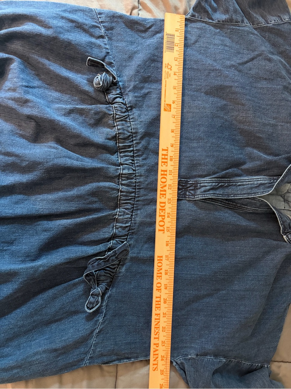 Toast Dark Rinse short-sleeved Cinch Waist Denim Cottagecore Cotton Dress L - Picture 5 of 7
